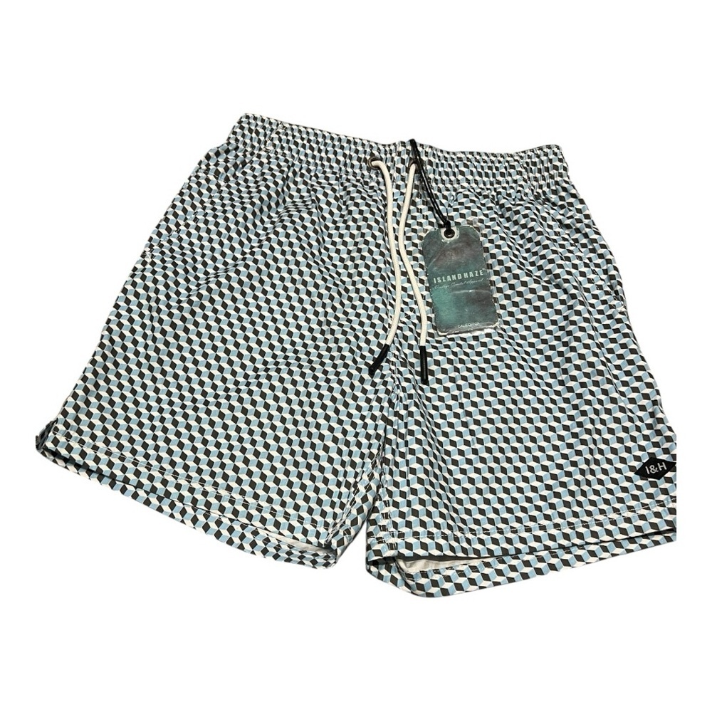 Island Haze Men’s Swim Trunks with Geometric Pattern